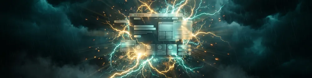 Eine Webseite und Landingpage setzt sich aus Gold-Teal-Energie zusammen